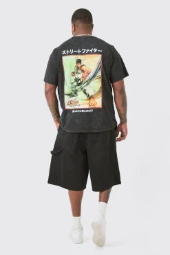 Plus Street Fighter License Back Printed T-Shirt | BoohooMAN UK