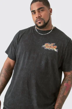 Plus Street Fighter License Back Printed T-Shirt | BoohooMAN UK