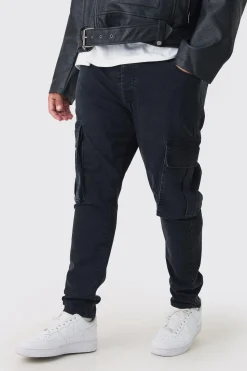 Plus Stretch Skinny Fit Cargo Jean | BoohooMAN UK