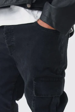 Plus Stretch Skinny Fit Cargo Jean | BoohooMAN UK