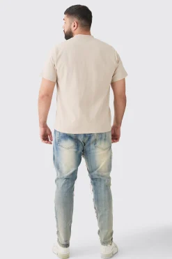 Plus Stretch Skinny Rip And Repair Jean | BoohooMAN UK