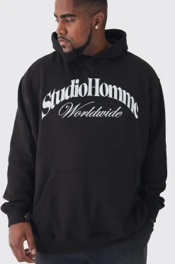 Plus Studio Homme Oversized Hoodie | BoohooMAN UK