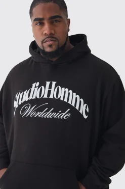 Plus Studio Homme Oversized Hoodie | BoohooMAN UK