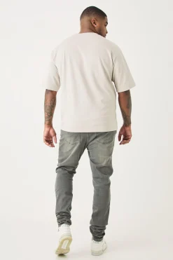 Plus Super Skinny Stretch Multi Rip Stacked Jeans | BoohooMAN UK
