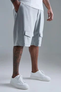 Plus Tailored Drop Cargo Shorts | BoohooMAN UK