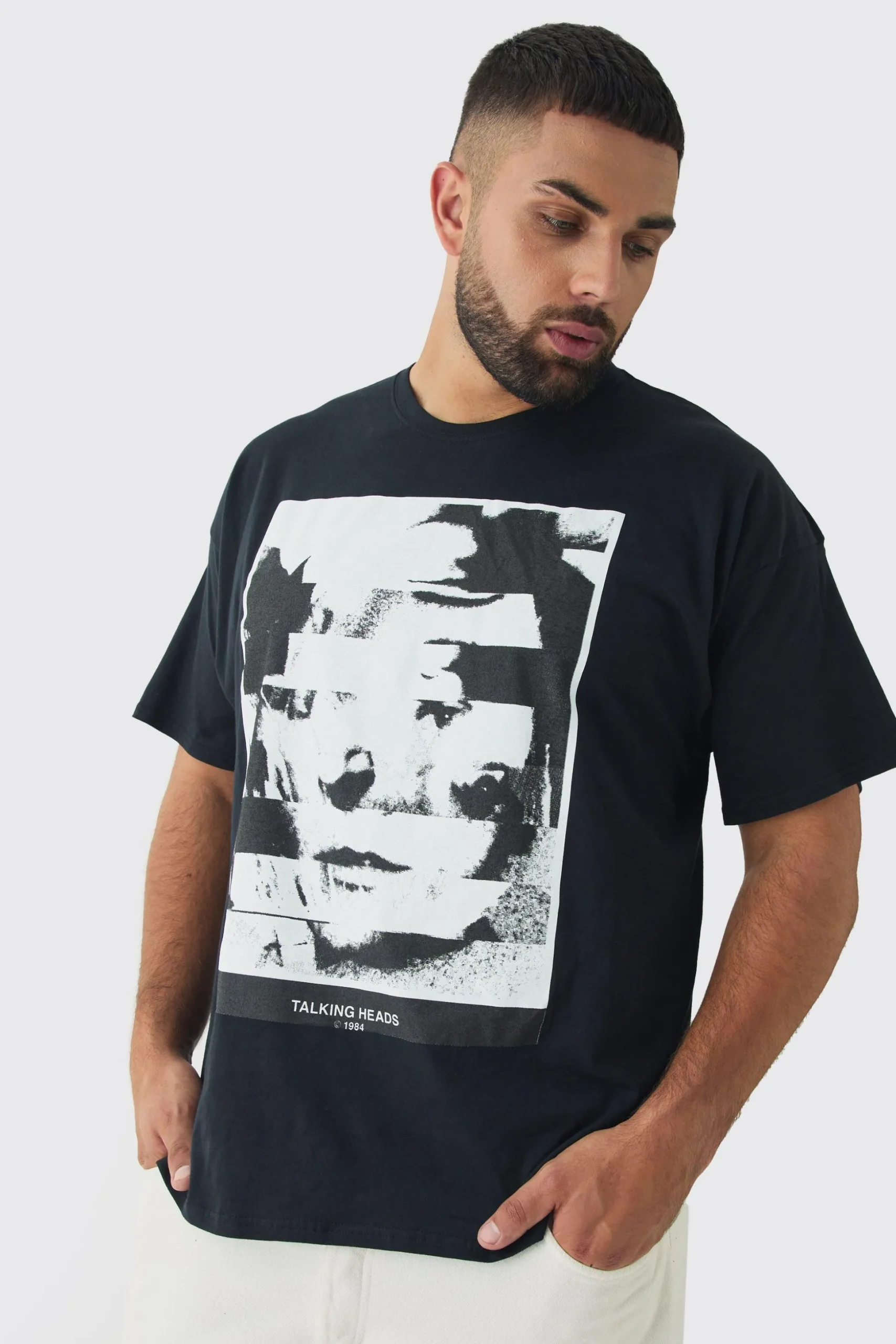 Plus Talking Heads License Print T-shirt | BoohooMAN UK
