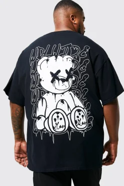 Plus Teddy Back Print T-shirt | BoohooMAN UK