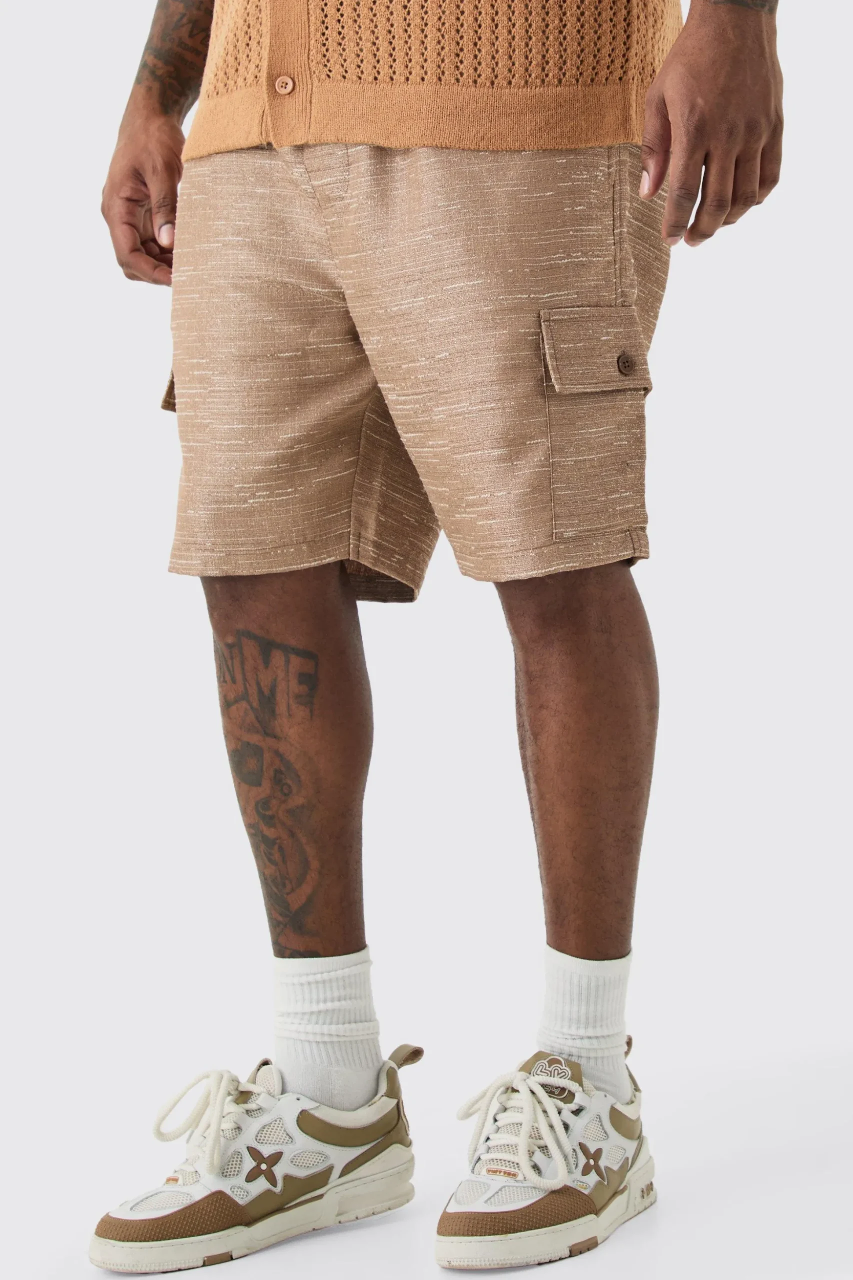 Plus Textured Cargo Short | BoohooMAN UK
