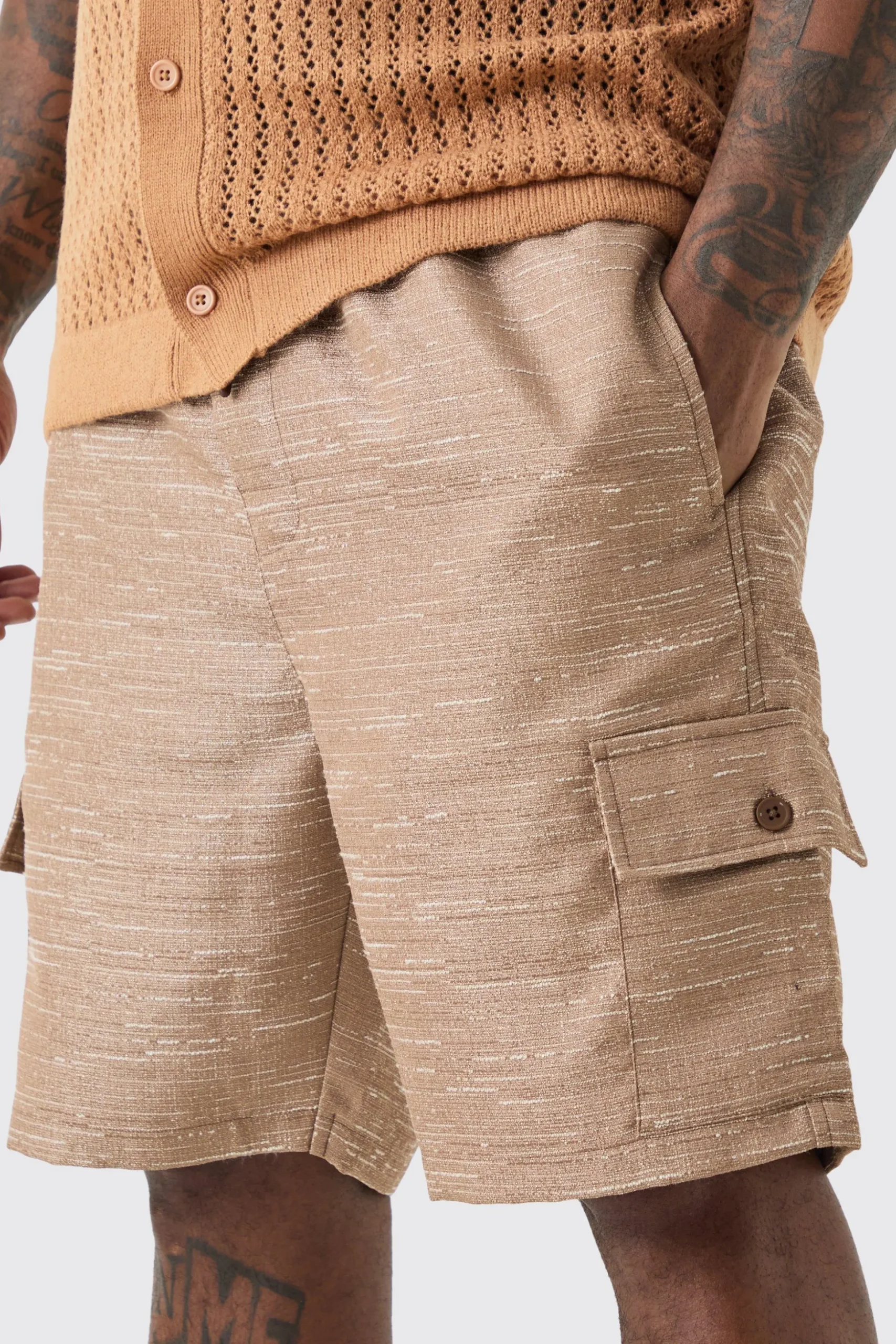 Plus Textured Cargo Short | BoohooMAN UK