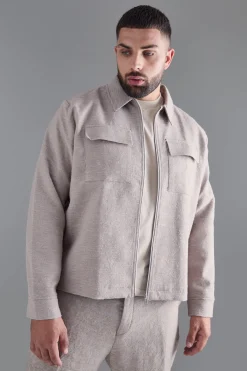 Plus Textured Jacquard Smart Jacket And Trouser Set | BoohooMAN UK