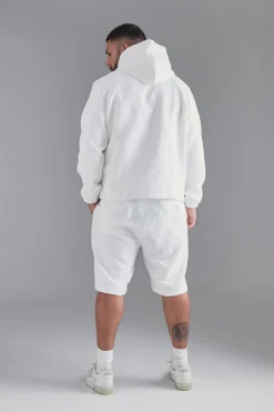 Plus Textured Jacquard Smart Jacket And Short Set | BoohooMAN UK