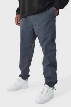 Plus Toggle Detail Slim Fit Cargo Joggers | BoohooMAN UK