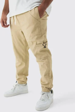 Plus Toggle Detail Slim Fit Cargo Joggers | BoohooMAN UK