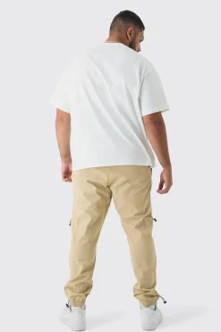 Plus Toggle Detail Slim Fit Cargo Joggers | BoohooMAN UK