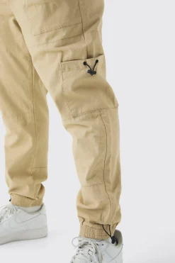 Plus Toggle Detail Slim Fit Cargo Joggers | BoohooMAN UK