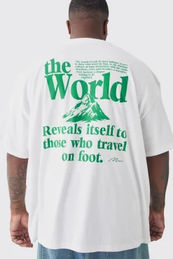 Plus Travel Back Print Graphic T-Shirt | BoohooMAN UK