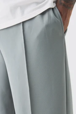 Plus Tricot Pin Tuck Relaxed Fit Trousers | BoohooMAN UK