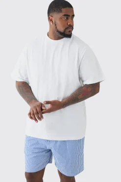 Plus T-shirt & Short Stripe Lounge Set | BoohooMAN UK