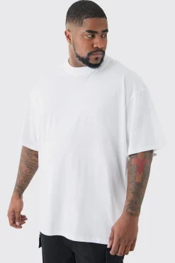 Plus Varsity Back Print T-shirt In White | BoohooMAN UK