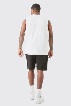 Plus Varsity Bronx Tank In White | BoohooMAN UK