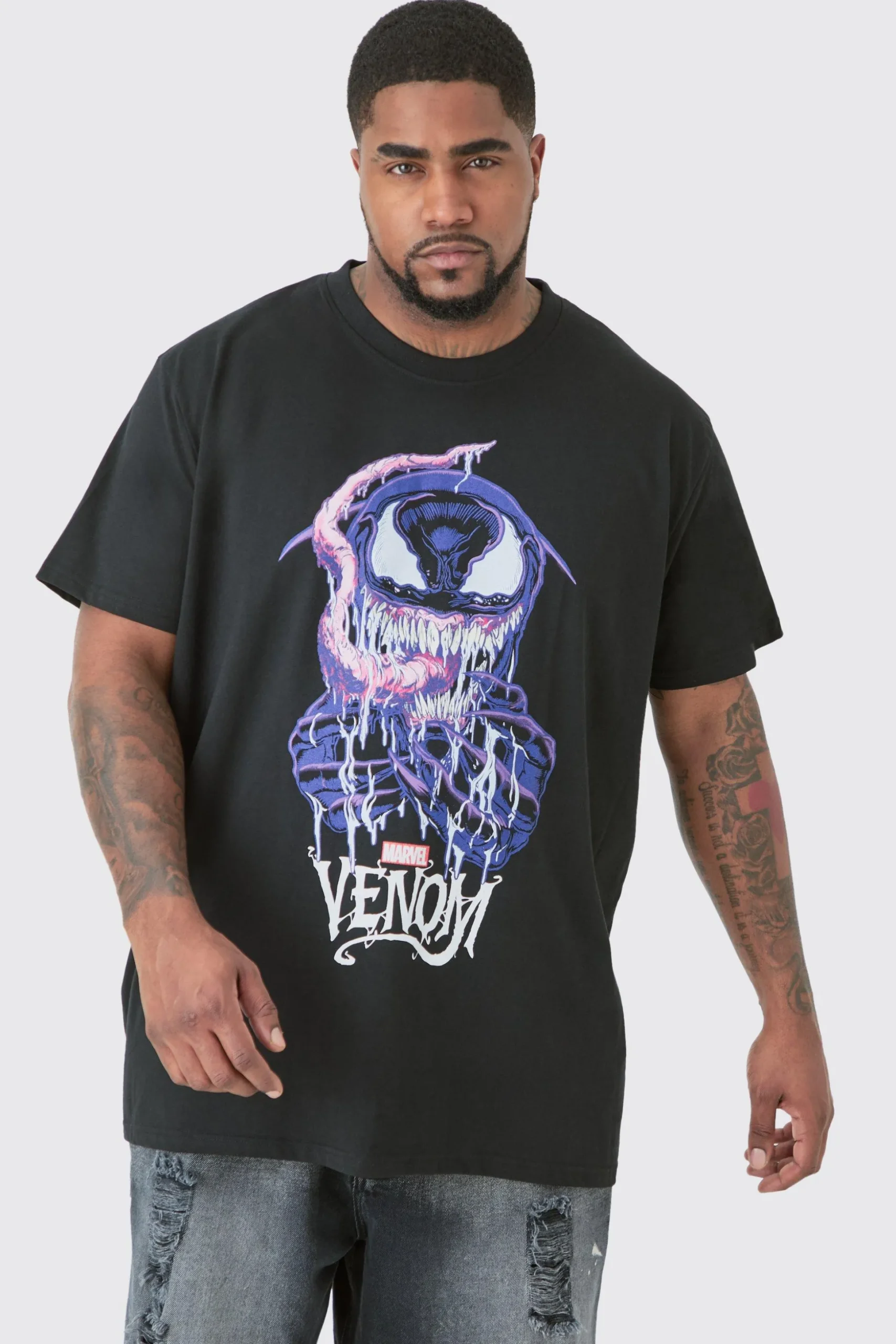 Plus Venom Graphic License T-shirt | BoohooMAN UK
