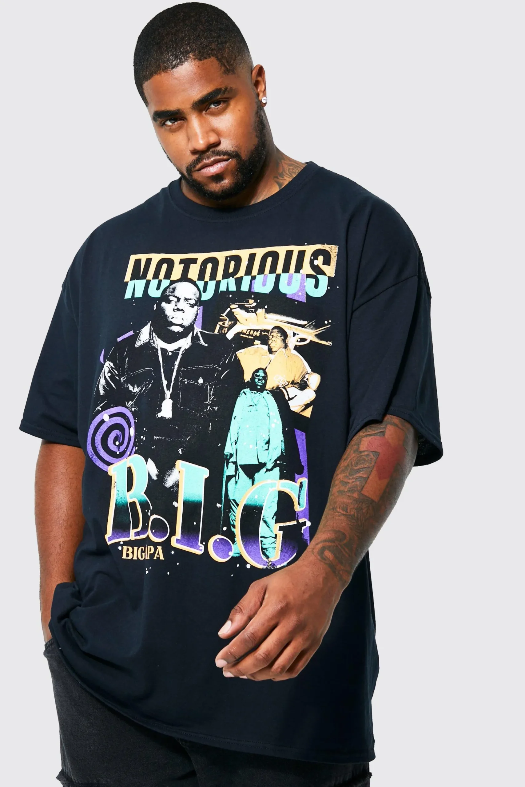 Plus Vintage Notorious License T-shirt | BoohooMAN UK