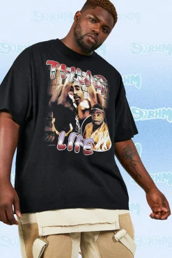 Plus Vintage Tupac Life License T-shirt | BoohooMAN UK