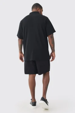 Plus Waffle Polo | BoohooMAN UK