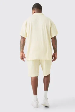 Plus Waffle Polo & Short Set | BoohooMAN UK