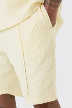 Plus Waffle Polo & Short Set | BoohooMAN UK