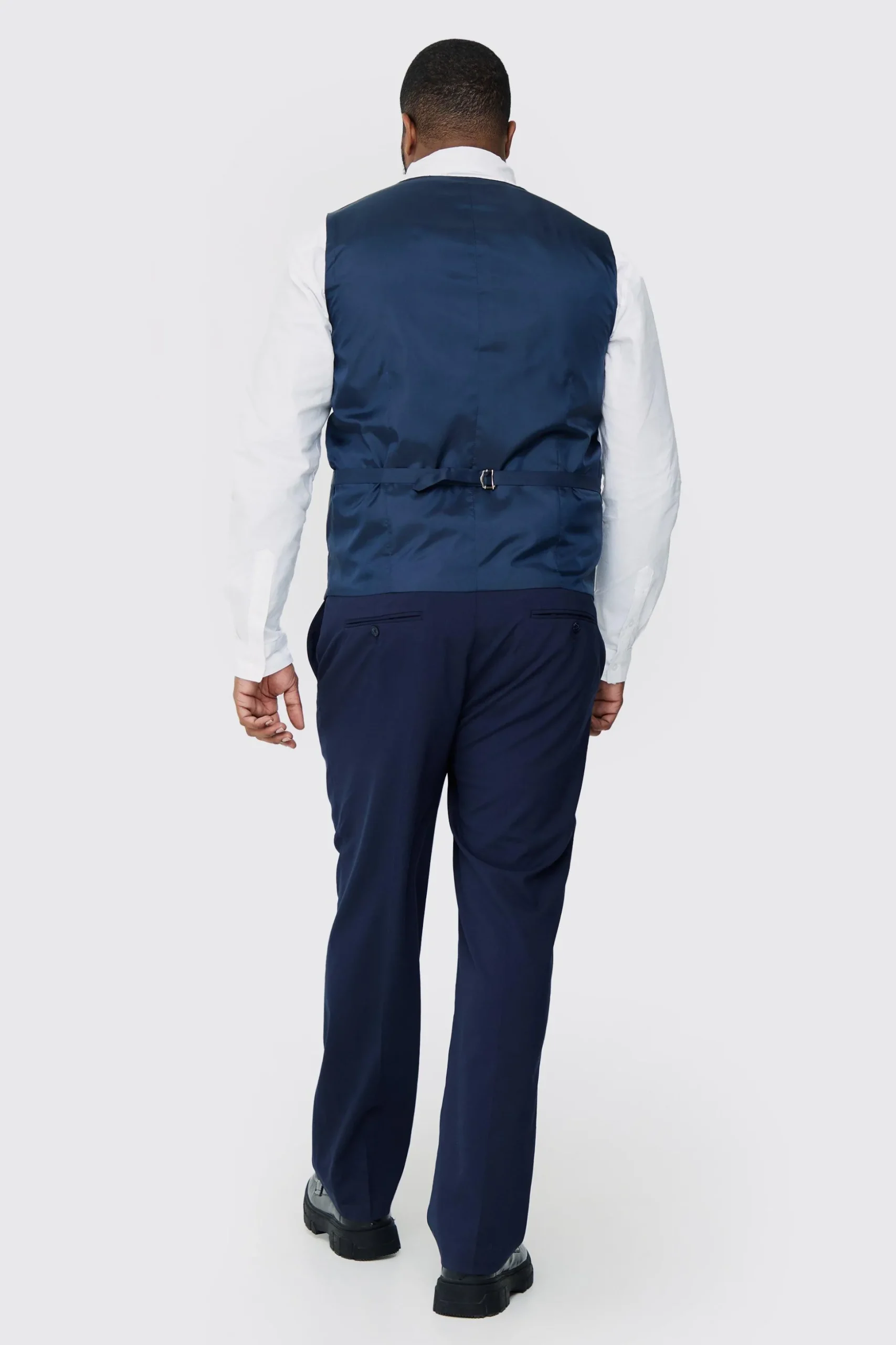 Plus Waistcoat In Navy | BoohooMAN UK
