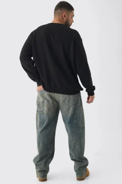 Plus Washed Floral Embroidered Sweatshirt | BoohooMAN UK