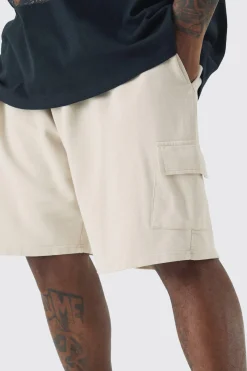 Plus Washed Relaxed Jersey Cargo Shorts | BoohooMAN UK