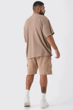 Plus Washed Relaxed Jersey Cargo Shorts | BoohooMAN UK