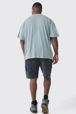 Plus Washed Relaxed Jersey Cargo Shorts | BoohooMAN UK