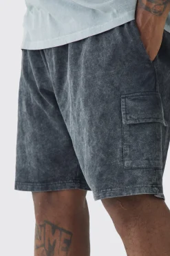Plus Washed Relaxed Jersey Cargo Shorts | BoohooMAN UK
