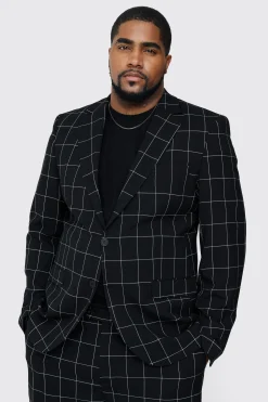 Plus Window Pane Check Skinny Fit Blazer | BoohooMAN UK