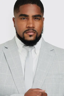 Plus Window Pane Check Skinny Fit Blazer | BoohooMAN UK