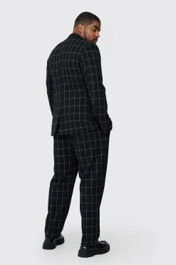 Plus Window Pane Check Skinny Fit Suit | BoohooMAN UK
