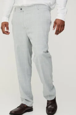 Plus Window Pane Check Skinny Fit Suit In Light Grey | BoohooMAN UK