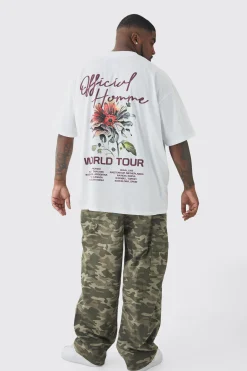 Plus World Tour Extended Neck Oversized T-Shirt | BoohooMAN UK