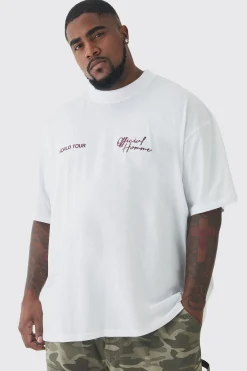 Plus World Tour Extended Neck Oversized T-Shirt | BoohooMAN UK