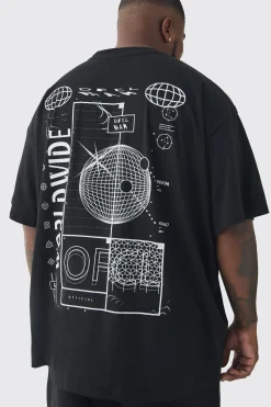 Plus Worldwide Abstract Graphic Extended Neck T-Shirt | BoohooMAN UK