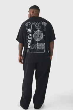 Plus Worldwide Abstract Graphic Extended Neck T-Shirt | BoohooMAN UK