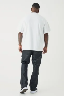 Plus Worldwide Debossed T-shirt In White | BoohooMAN UK