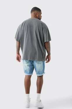 Plus Worldwide Gothic T-shirt In Acid Wash | BoohooMAN UK