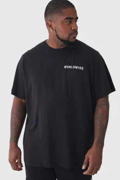 Plus Worldwide Rose Graphic T-Shirt | BoohooMAN UK