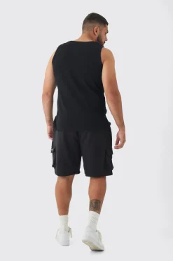 Plus Woven Tab Relaxed Fit Cargo Shorts | BoohooMAN UK