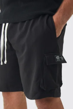 Plus Woven Tab Relaxed Fit Cargo Shorts | BoohooMAN UK
