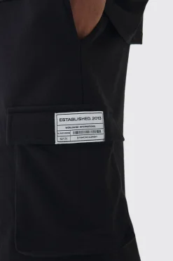 Plus Woven Tab Split Hem Relaxed Cargo Joggers | BoohooMAN UK